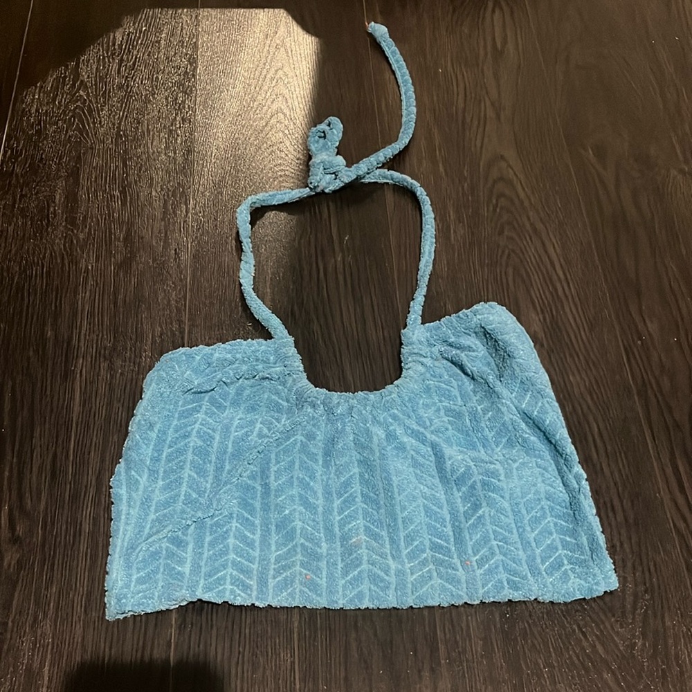 Halter blue soft crop top